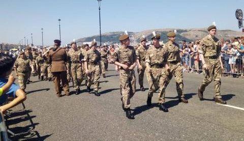 Armed forces cadets marching in Llandudno, 2018