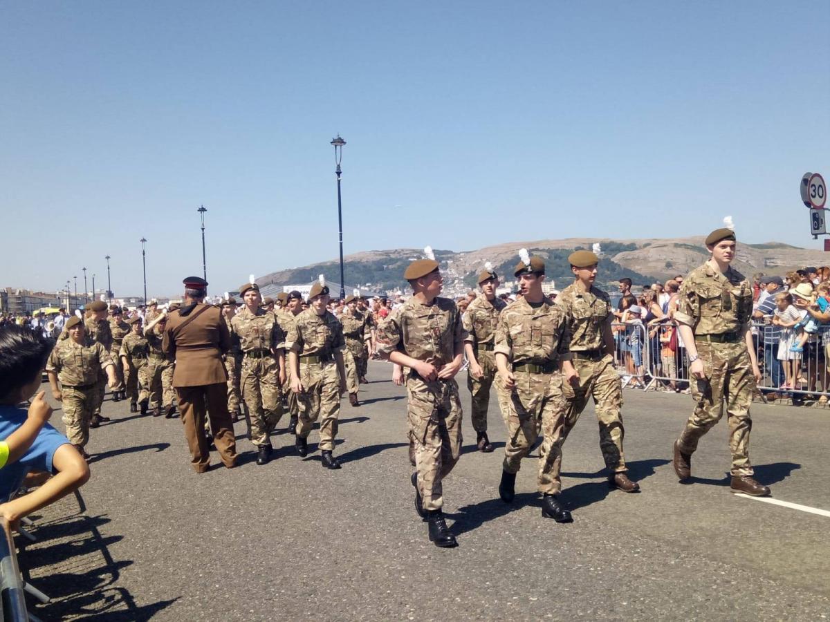 Army cadets marching in North Wales