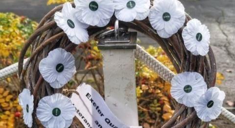 White poppy wreath in Exeter