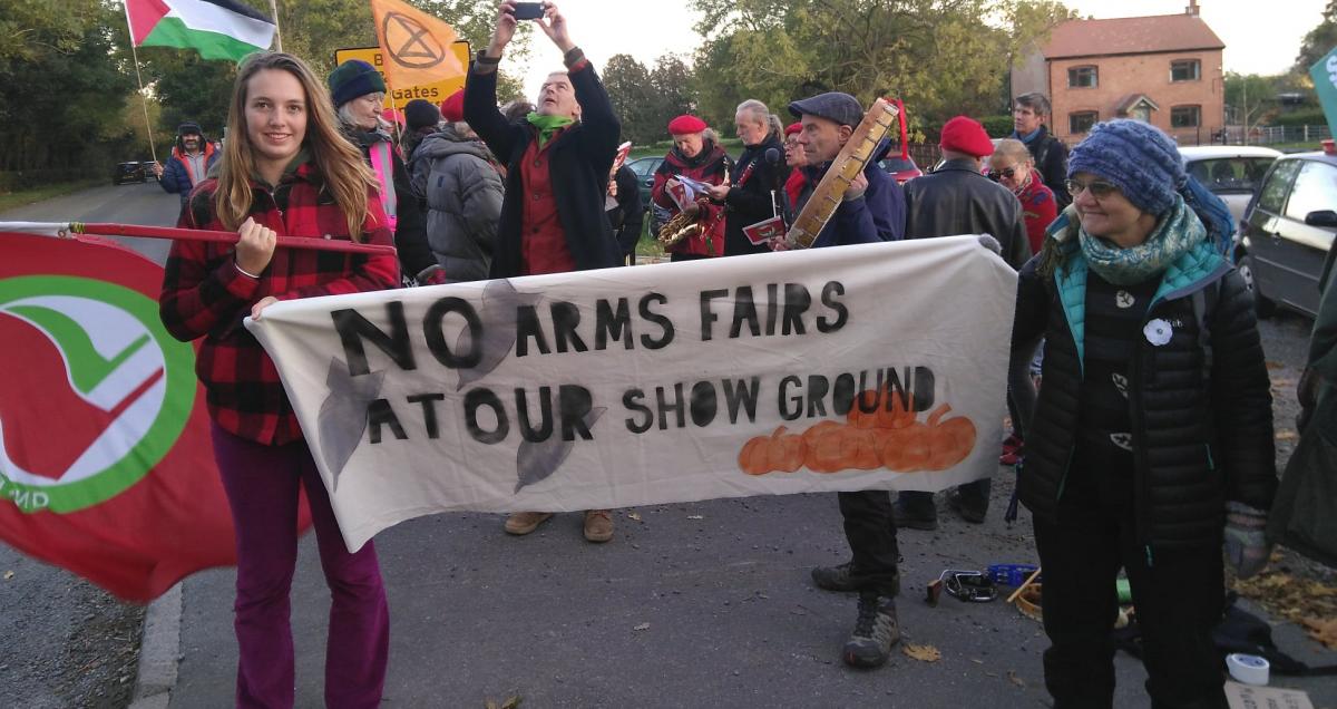 A demonstration against the Malvern arms fair
