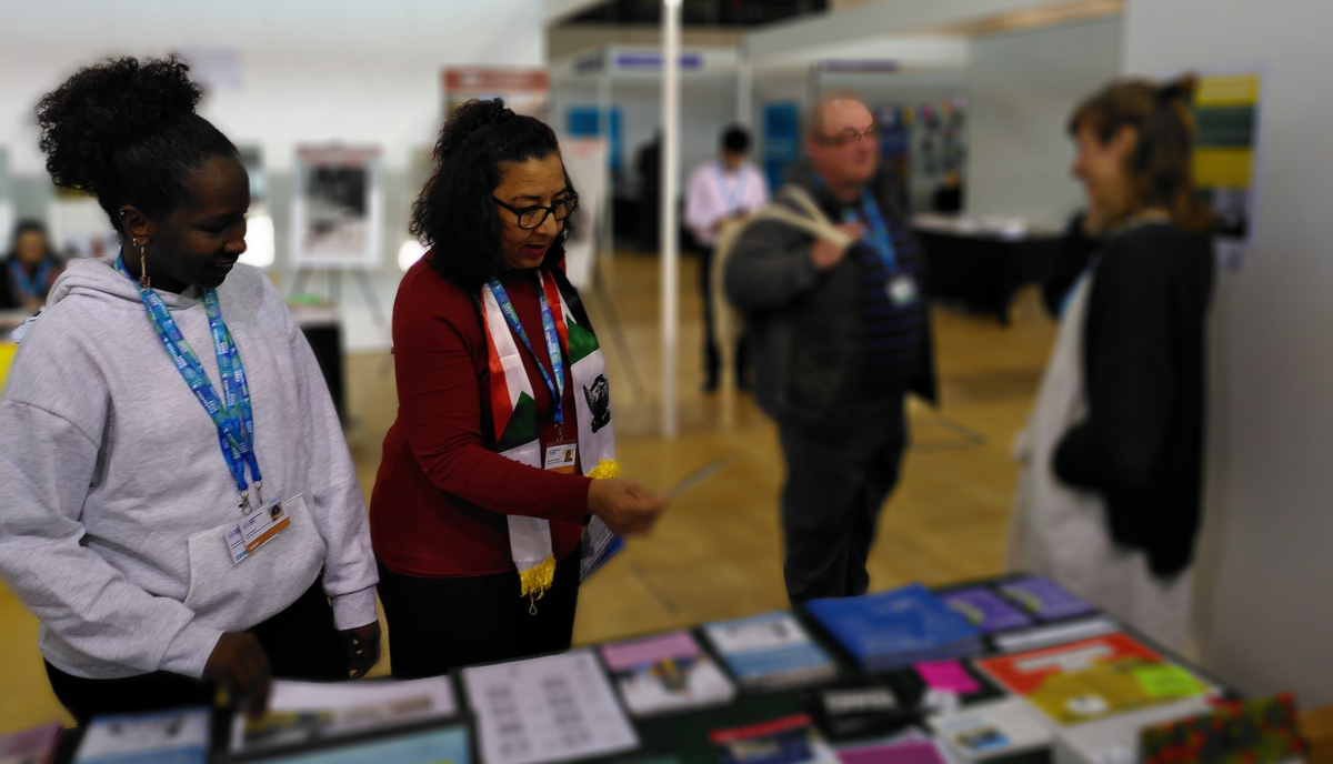 Teachers visiting the PPU stand at NEU conference