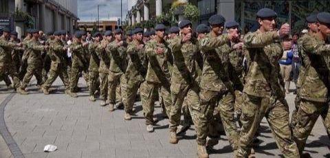 British troops marching on Armed Forces Day
