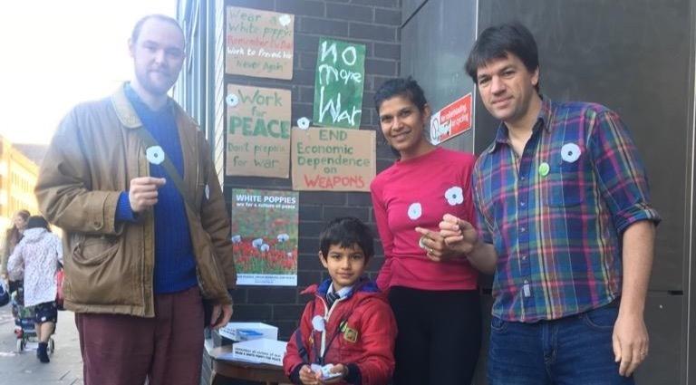 PPU supporters selling white poppies in Hackney